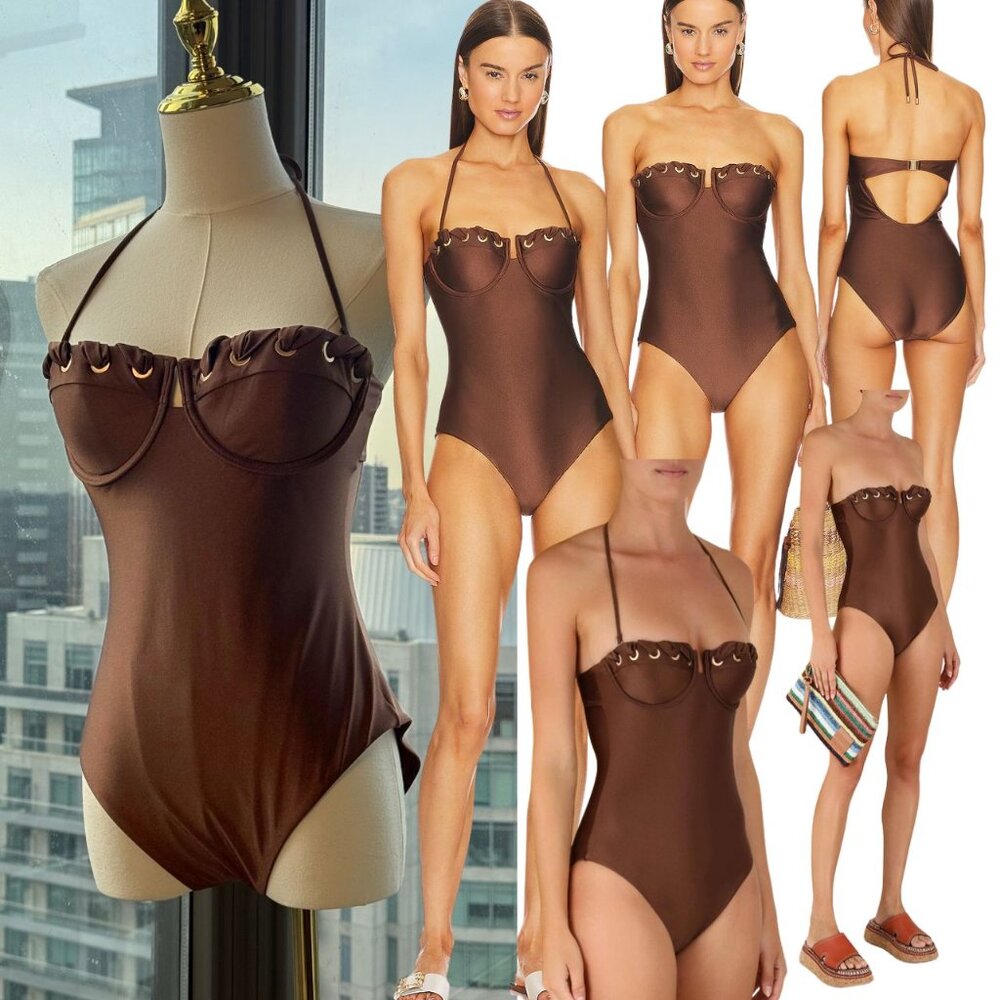 🆕 ZIMMERMANN 🧿 NWOT Devi Balconette Eyelet 1PC Bathing Suit, Sz 2 US 6 - 8